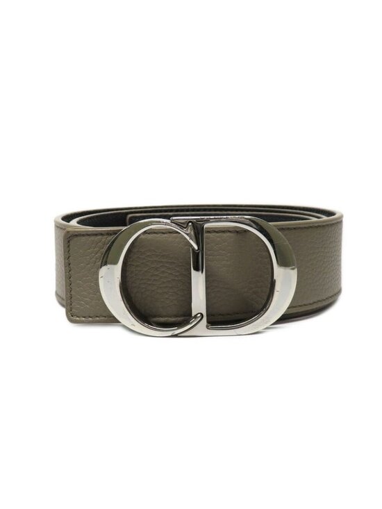 Dior CD Icon Logo Buckle Silver Metal External Belt Reversible Black